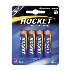 Rocket Alkaline AA Batterie 4er Pack Für Blaster Und Spielzeug - Z.B. Nerf Rayven, Stockade, Stryfe